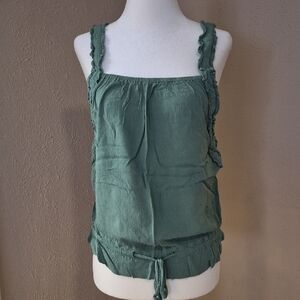 Versona Sage Green Ruffle-Strap Drawstring Camisole